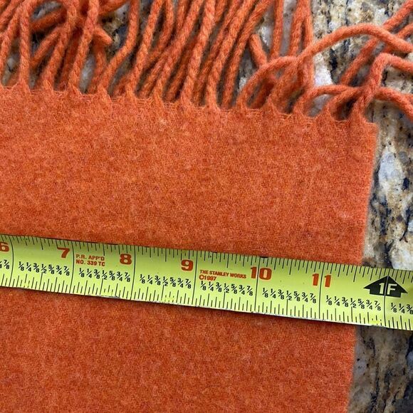 Ralph Lauren Blue Label Orange Lambswool Scarf With Fringe - Picture 4 of 5
